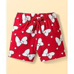 Pine Kids Disney Single Jersey Knit Half Sleeves T-Shirt & Shorts Night Suit With Minnie & Donald Print - Multicolour