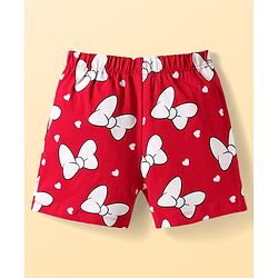 Pine Kids Disney Single Jersey Knit Half Sleeves T-Shirt & Shorts Night Suit With Minnie & Donald Print - Multicolour