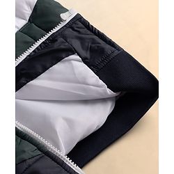 Pine Kids Woven Full Sleeves Hooded Padded Jacket - White & Green