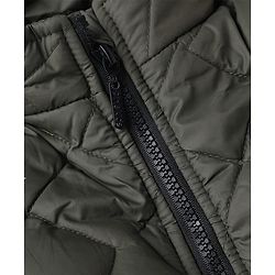 Pine Kids Woven Full Sleeves Padded Quilted Winter Jacket - Dark Green