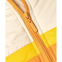 Pine Kids Woven Full Sleeves Hooded Padded Jacket with Colour Block Stripes - Off White