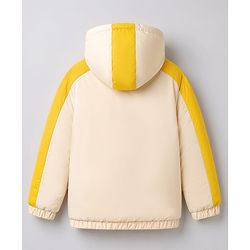 Pine Kids Woven Full Sleeves Hooded Padded Jacket with Colour Block Stripes - Off White