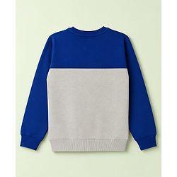 Pine Kids Cotton Knit Sweatshirt with Full Sleeves and Color Block Pattern - Navy Blue