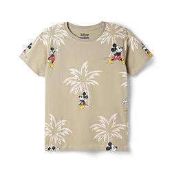 Pine Kids Disney Single Jersey Knit Half sleeves Co-Ords T-Shirt & Shorts Nightsuit with Micky Mouse Graphics - Brown