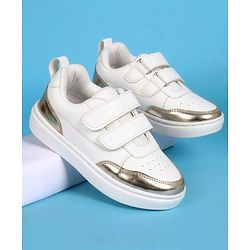 Pine Kids Velcro Closure Solid Colour Casual Shoes - Golden