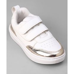 Pine Kids Velcro Closure Solid Colour Casual Shoes - Golden