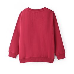 Pine Kids Knit Full Sleeves Sweatshirt with Text Print - Red