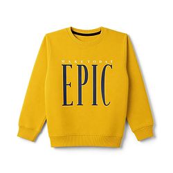 Pine Kids Knit Full Sleeves Make It Today Epic Printed Sweatshirt - Yellow