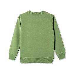 Pine Kids Cotton Knit Sweatshirt with Full Sleeves and Tiger Print - Green