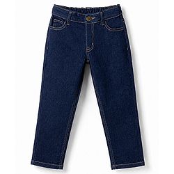 Pine Kids Woven Full Length Washed Denim Jeans - Navy Blue