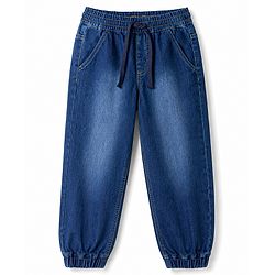 Pine Kids Woven Full Length Washed Denim Jeans - Navy Blue
