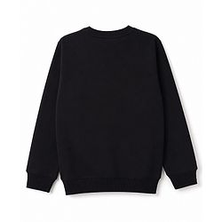 Pine Kids Cotton Knit Sweatshirt with Full Sleeves and Gamer Text Print - Black