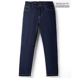 Pine Kids Woven Full Length Washed Denim Jeans - Navy Blue