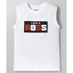 Pine Kids Cotton Woven Half Sleeves Printed Shirt & Sleeveless T-Shirt With Text Print - Multicolor
