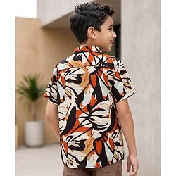 Pine Kids Cotton Woven Half Sleeves Printed Shirt & Sleeveless T-Shirt With Text Print - Multicolor