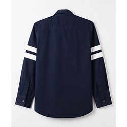 Pine Kids Cotton Woven  Full Sleeves Text Printed Shirt - Navy Blue
