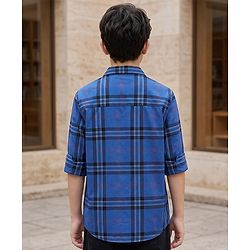 Pine Kids Cotton Woven Checks Shirt Full Sleeves Blue 4-5 Years