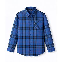 Pine Kids Cotton Woven Checks Shirt Full Sleeves Blue 4-5 Years