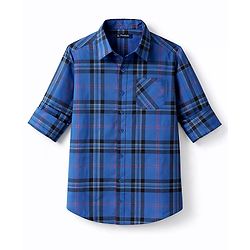 Pine Kids Cotton Woven Checks Shirt Full Sleeves Blue 4-5 Years