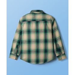 Pine Kids Cotton Woven Full Sleeves Checks Shirt & Printed T-Shirt - Green