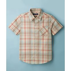 Pine Kids Cotton Woven Half Sleeves Checks Shirt With Printed T-Shirt - Multicolor