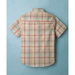 Pine Kids Cotton Woven Half Sleeves Checks Shirt With Printed T-Shirt - Multicolor