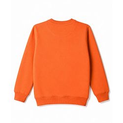 Pine Kids Cotton Knit Sweatshirt with Full Sleeves and Skate Text Print - Orange
