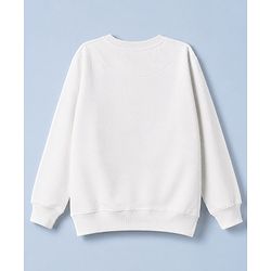 Pine Kids Cotton Mix Knit Sweatshirt with Full Sleeves and Outdoor Explorer Print in White
