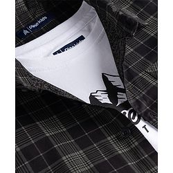 Pine Kids Cotton Woven Half  Sleeves Checks Shirt & Printed T-Shirt - Multicolor