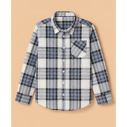 Pine Kids 100% Cotton Woven Half Sleeves Checked Shirt and T-Shirt with Blessed Text Print in Blue