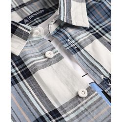 Pine Kids 100% Cotton Woven Half Sleeves Checked Shirt and T-Shirt with Blessed Text Print in Blue