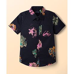 Pine Kids Cotton Woven Half Sleeves Printed Shirt With T-Shirt - Blue