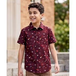 Pine Kids Cotton Woven Shirts Printed Half Sleeves Multi Color 4-5 Years