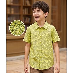 Pine Kids Cotton Woven Shirts Printed Half Sleeves Regular Yellow 4-5 Years