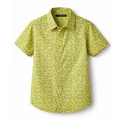 Pine Kids Cotton Woven Shirts Printed Half Sleeves Regular Yellow 4-5 Years