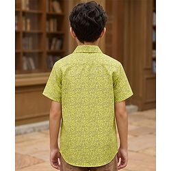 Pine Kids Cotton Woven Shirts Printed Half Sleeves Regular Yellow 4-5 Years