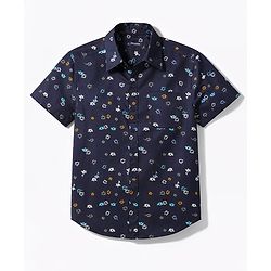Pine Kids Cotton Woven Printed Shirts Half Sleeves Blue 4-5 Years