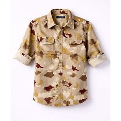 Pine Kids Cotton Woven Full Sleeves Shirt With Camouflage Print - Brown