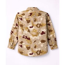 Pine Kids Cotton Woven Full Sleeves Shirt With Camouflage Print - Brown