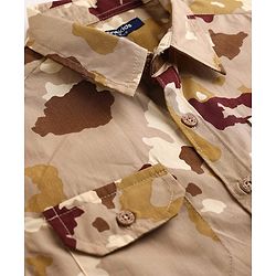Pine Kids Cotton Woven Full Sleeves Shirt With Camouflage Print - Brown