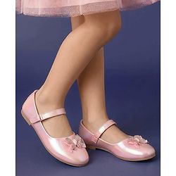 Pine Kids Slip On Ballerina With Bow Pearl Applique - Pink