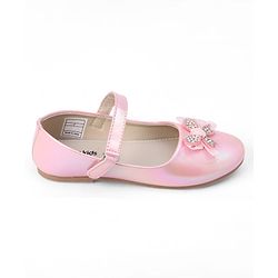 Pine Kids Slip On Ballerina With Bow Pearl Applique - Pink