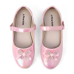 Pine Kids Slip On Ballerina With Bow Pearl Applique - Pink