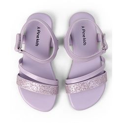 Pine Kids Velcro Closure Sandals With Glitter Detailing - Purple