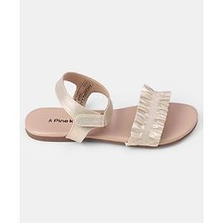 Pine Kids Velcro Closure Sandals With Frill Detailing - Golden