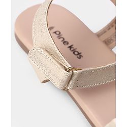 Pine Kids Velcro Closure Sandals With Frill Detailing - Golden