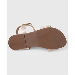 Pine Kids Velcro Closure Sandals With Frill Detailing - Golden