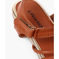 Pine Kids Sandals Velcro Closure in Tan