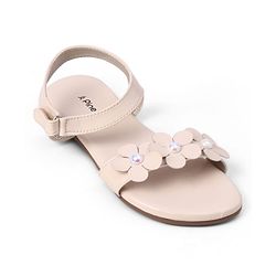Pine Kids Velcro Closure Sandals With Floral Applique - Beige