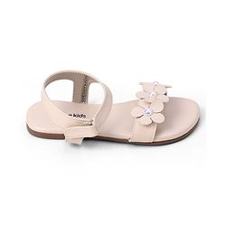 Pine Kids Velcro Closure Sandals With Floral Applique - Beige